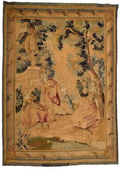 AUBUSSON, fin XIXe.
Tapisserie en laine tissée...