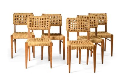 AUDOUX-MINET (XXe).
Série de six chaises...