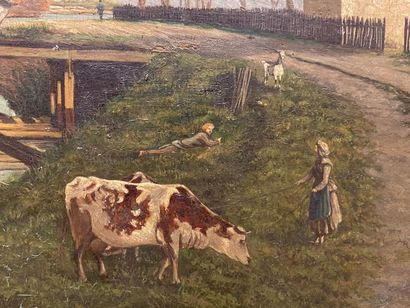 A . CANDELOT (actif au XIXe).
Paysage animé...