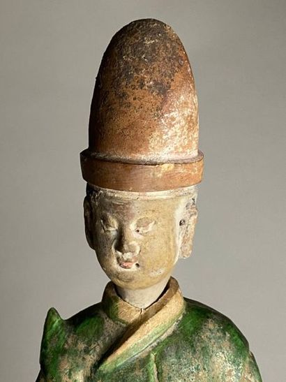 CHINE, dynastie Ming, XVIIe.
Statue de gardien...