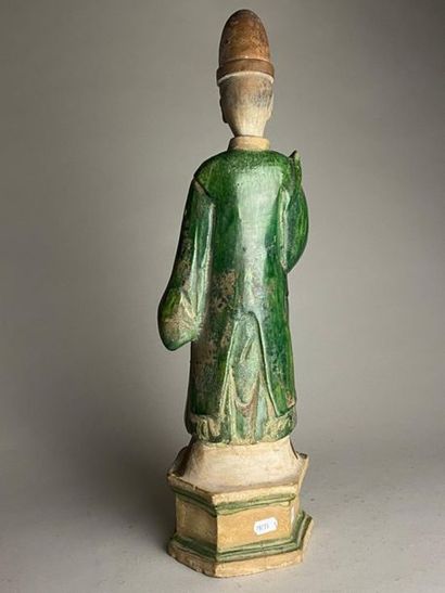 CHINE, dynastie Ming, XVIIe.
Statue de gardien...