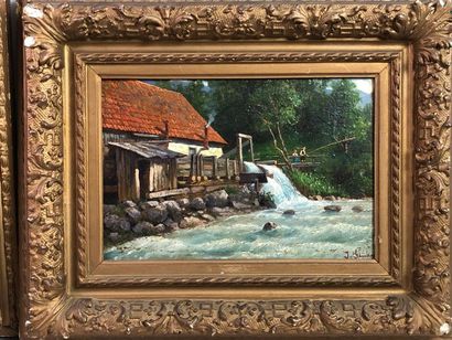 GLÜCKERT Johannes (1868-?). Le Moulin au...