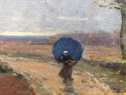 Gabriel RUE ? (XXe). L'averse.
Huile sur...