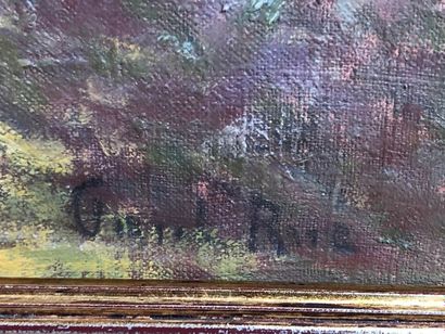 Gabriel RUE ? (XXe). L'averse.
Huile sur...