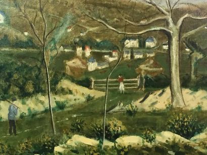 Achille RICHARD (1895-1962). Paysage animé...