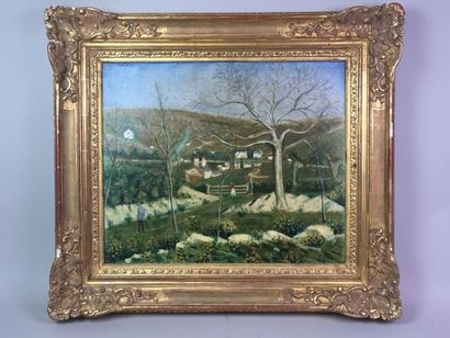 Achille RICHARD (1895-1962). Paysage animé...