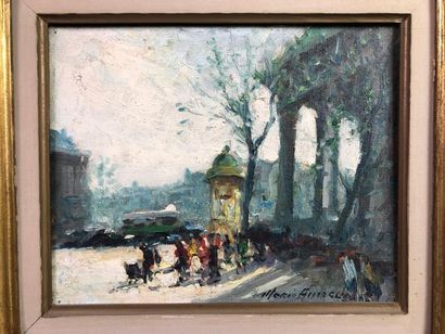 Merio AMEGLIO (1897-1970). Place de la Madeleine.
Huile...