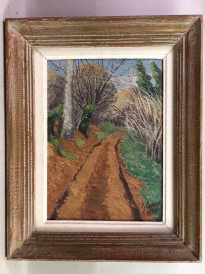 LAHUEC G. (XXe). Le chemin creux.
Huile sur...