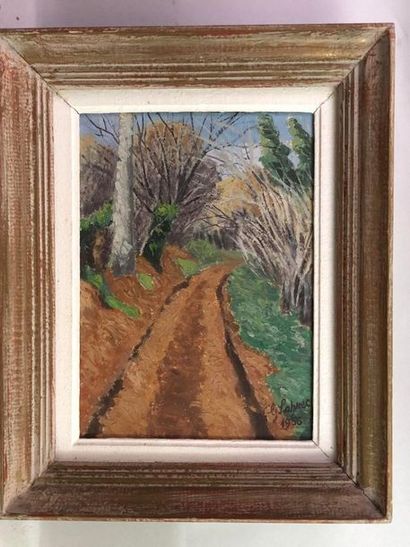 LAHUEC G. (XXe). Le chemin creux.
Huile sur...