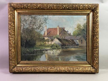 Abel TRUCHET (1957-1918). Le lavoir.
Huile...