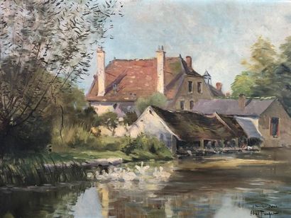 Abel TRUCHET (1957-1918). Le lavoir.
Huile...