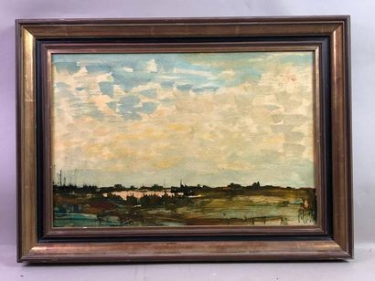 Pierre PETIT (1832-1909). Bord de Loire.
Huile...