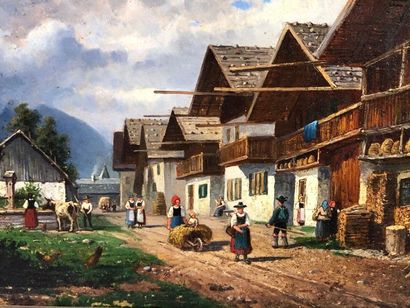 GLÜCKERT Johannes (1868-?). Ferme et ruelle...