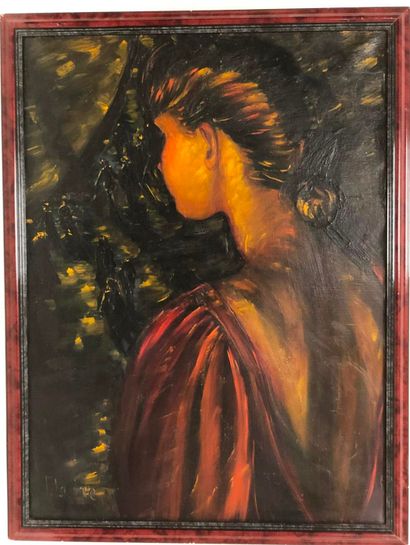 FLAURE.

Portrait of a young woman. 

Oil...