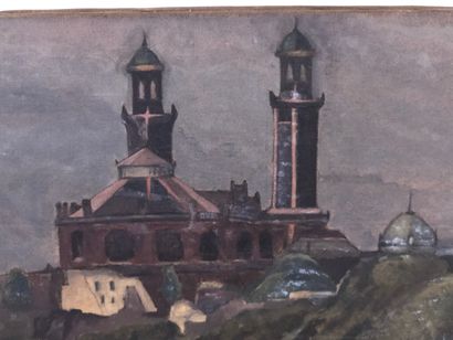 École de l'Est XXe.

Paysage au pont et à...