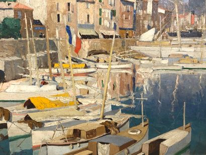 SCHILD (19th-20th).

Mediterranean port.

Oil...
