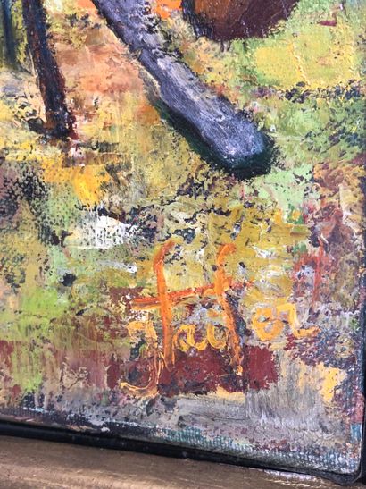 French school of the 20th century.

Harlequin.

Oil...