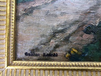Gaston K... ? (XXth).

Landscape at the river...