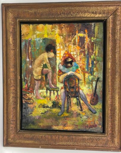 French school of the 20th century.

Harlequin.

Oil...