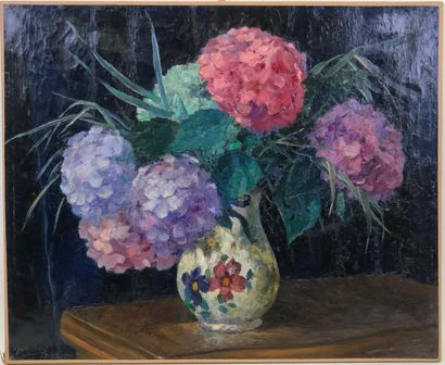 École française XXe.

Bouquet d'hortensias

Huile...