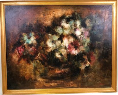 Domingo PRIETO (XXe).

Bouquet de fleurs.

Huile...