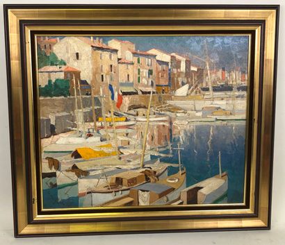 SCHILD (19th-20th).

Mediterranean port.

Oil...