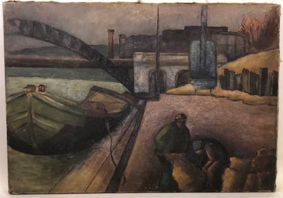École de l'Est XXe.

Sur les quais.

Huile...