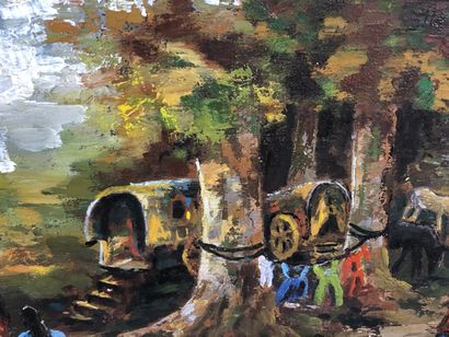 Nicole GIRARDIN.

Scene of gypsies.

Oil...