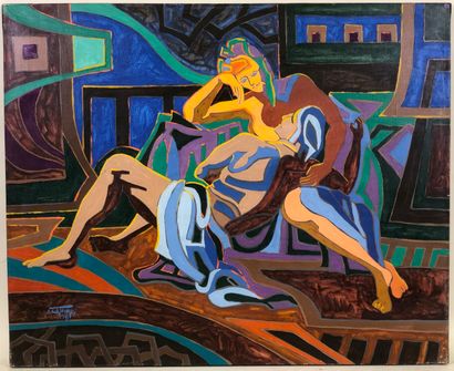 Jacques CORTELLARI (1942-2002). 

The couple.

Oil...