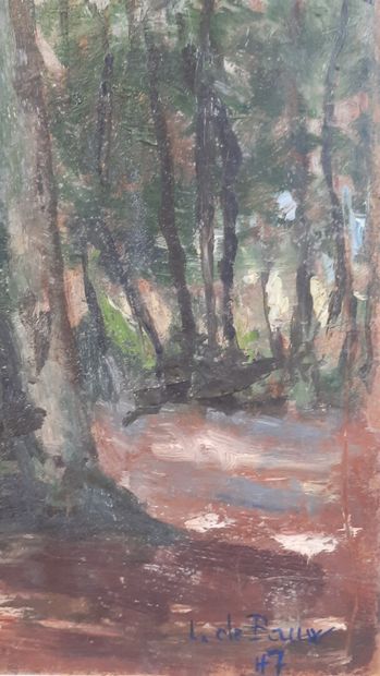 L. de PAUW (20th).

Undergrowth.

Oil on...