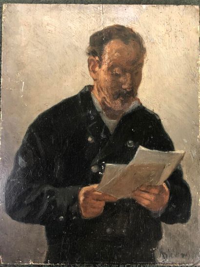 Alfred STEVENS (1823-1906).

Man reading.

Oil...