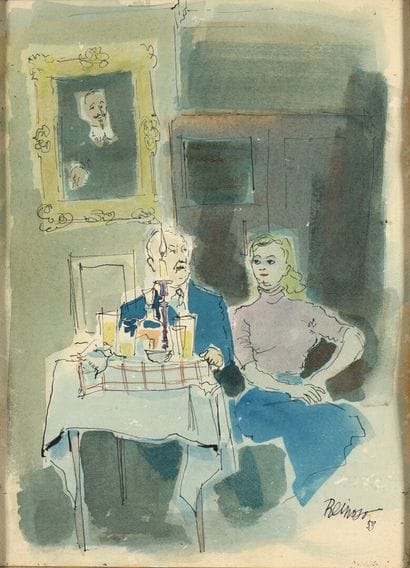 REINOSO (XXe).

Le Dîner, 1953.

Aquarelle...