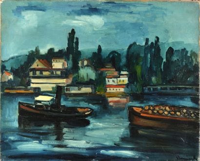 Maurice de VLAMINCK (1876-1958).

Péniches...