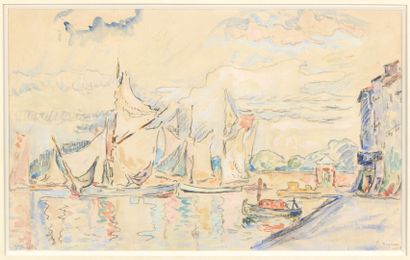 Paul SIGNAC (1863-1935).

Voiliers à Saint-Tropez,...