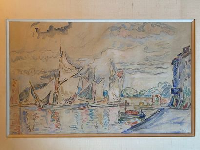 Paul SIGNAC (1863-1935).

Voiliers à Saint-Tropez,...