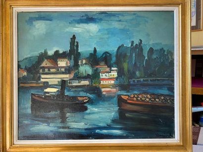 Maurice de VLAMINCK (1876-1958).

Péniches...
