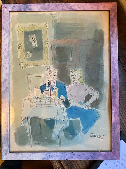 REINOSO (XXe).

Le Dîner, 1953.

Aquarelle...