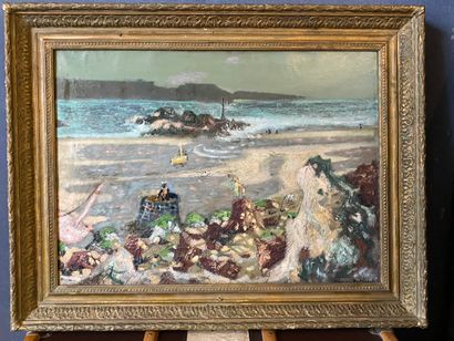 Pierre BOLLAERT (XXe).

Plage animée.

Huile...