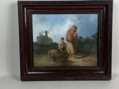 French school 19th century.

Poor family.

Oil...