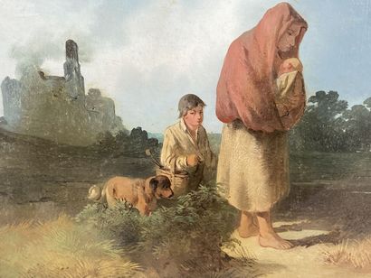 French school 19th century.

Poor family.

Oil...