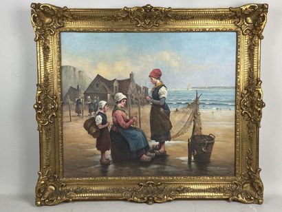 LE BER (20th).

The net groomers.

Oil on...