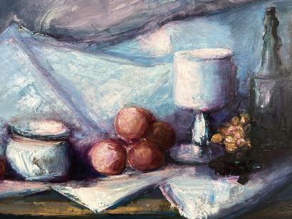 Robert SALES (20th).

Still life with a fruit...