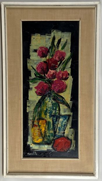 CORELLI (XXth). Vase of flowers.

Oil on...