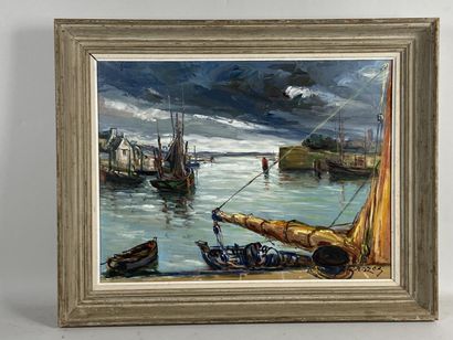 J. CROZES (19th-20th).

The pass of Concarneau.

Oil...