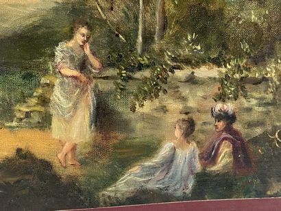 French school XIXth. Animated landscape with...