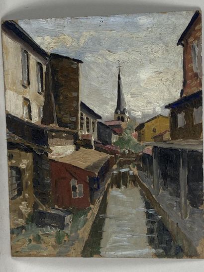 Eugène COCHEFERT (20th).

The canal in Gentilly.

Oil...