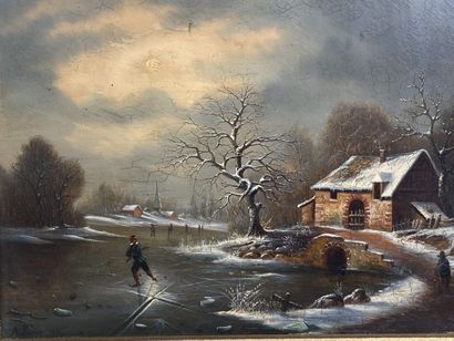 A. LENOIR (20th). 

Winter landscapes in...