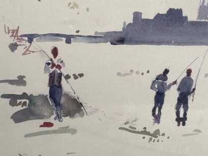 Jean-Yves COMMERE (1920-1986).

The fishermen.

Watercolour...