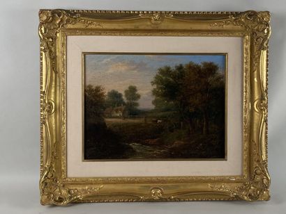 French school. 19th century. Cows near the...