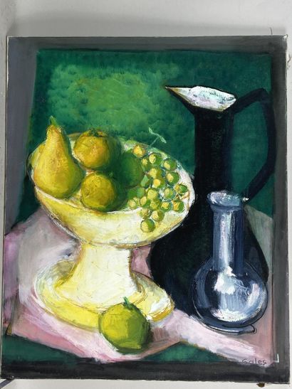 Robert SALES (20th).

Still life with a fruit...